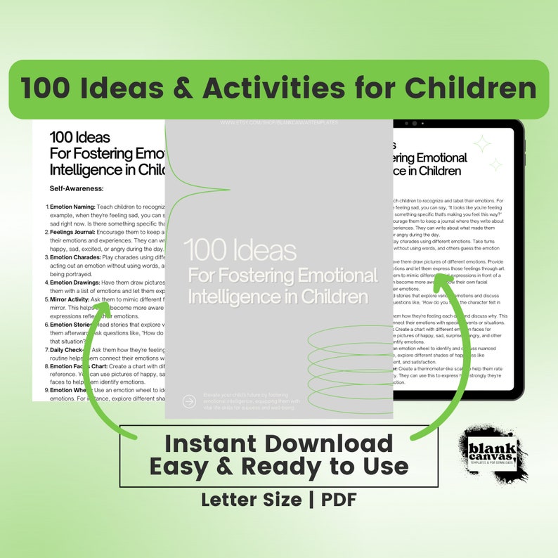 Empower Children with Emotional Intelligence: Expert Guide for Parents and Educators 100 Ideas and Examples Digital Download image 1