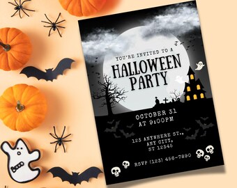 Editable Halloween Party Invitation – Costume, Trick or Treat (Digital Download)