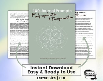 100 Journaling Prompts for Self-Exploration and Personal Growth with CBT Insights | Digital Download