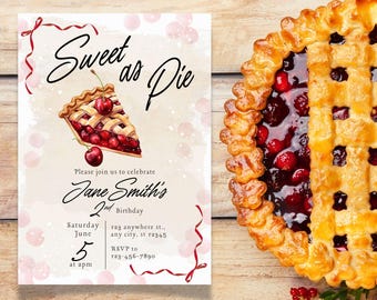 Sweet As Pie Birthday Invitation – Editable Party Template (Digital Download)