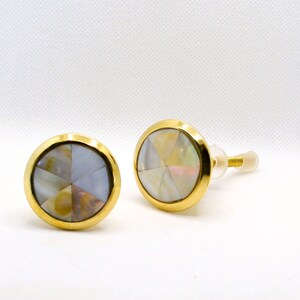 Mother of Pearl Knob, Brass Abalone drawer pull, Capiz Shell door handle, Kitchen Cabinet Hardware