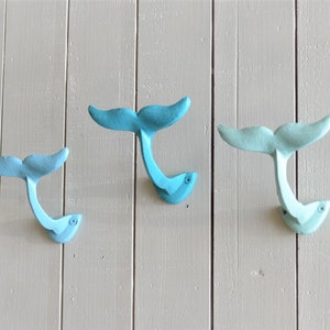 One Whale Tail Hook, Coastal Bathroom, Nautical Beach Wall Decor