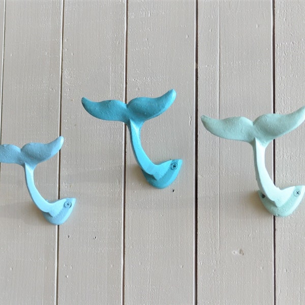 One Whale Tail Hook, Coastal Bathroom, Nautical Beach Wall Decor