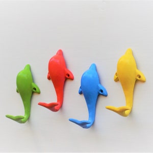 Dolphin Hook, Coastal Bathroom Towel Holder, Porpoise Wall Decoration, Sea Creature Beach House Art