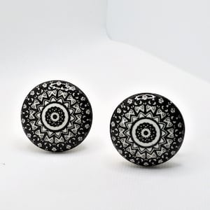 Black and White Wreath knob, Floral Drawer Pull, Diamond Door Handle, Kitchen Cabinet Hardware