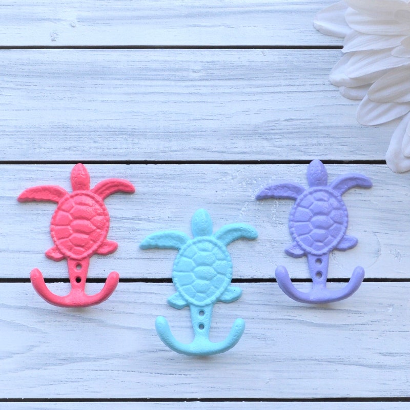 Rustic Brown Mermaid Double Hook - Nautical Cast Iron Wall Hooks - California Seashell Company