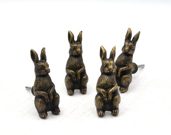 Bronze Rabbit Drawer Pull, Bunny Furniture Knob, Cabinet Hardware