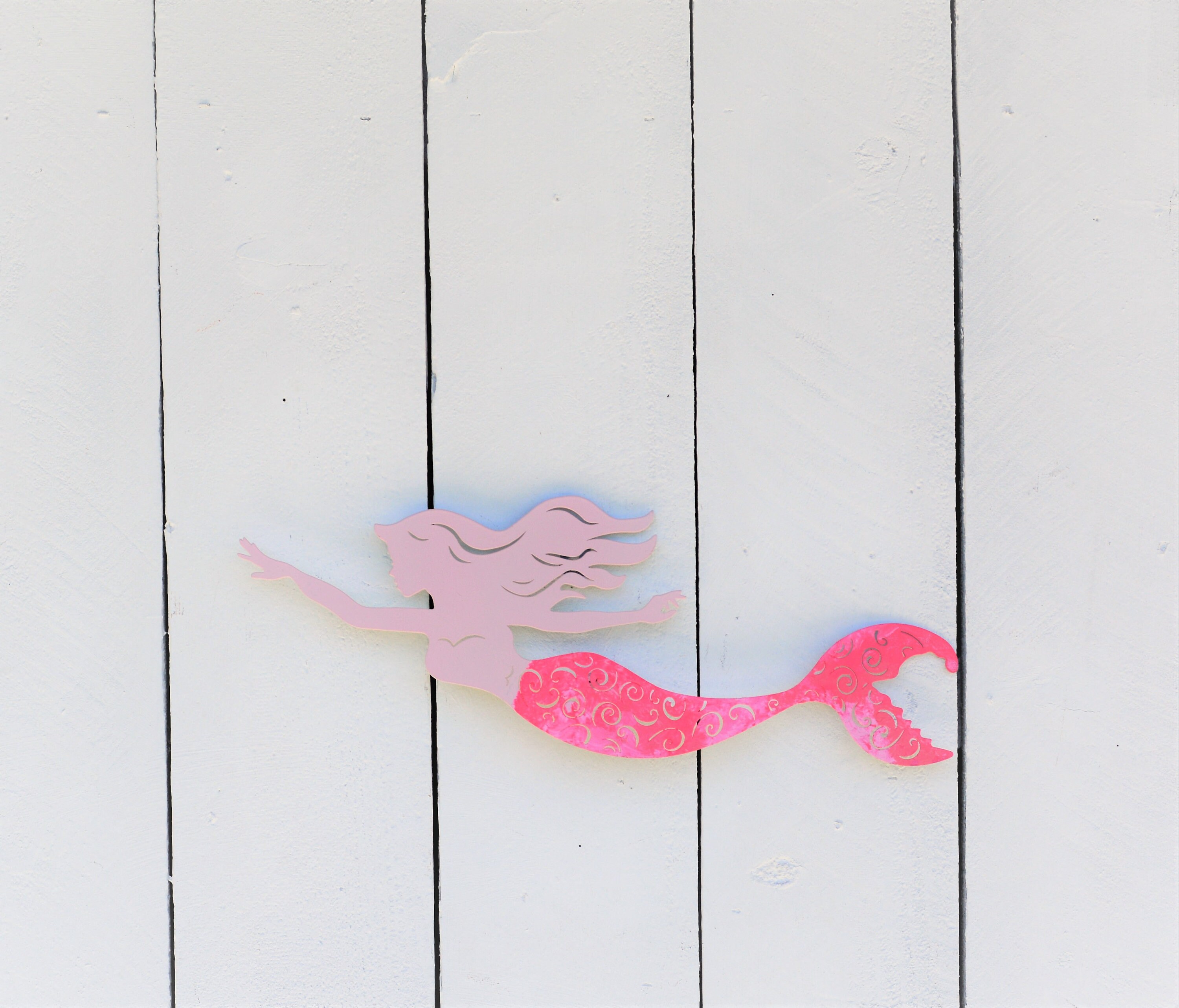 Swimming Mermaid Wall Art Coastal Beach House Decor Etsy