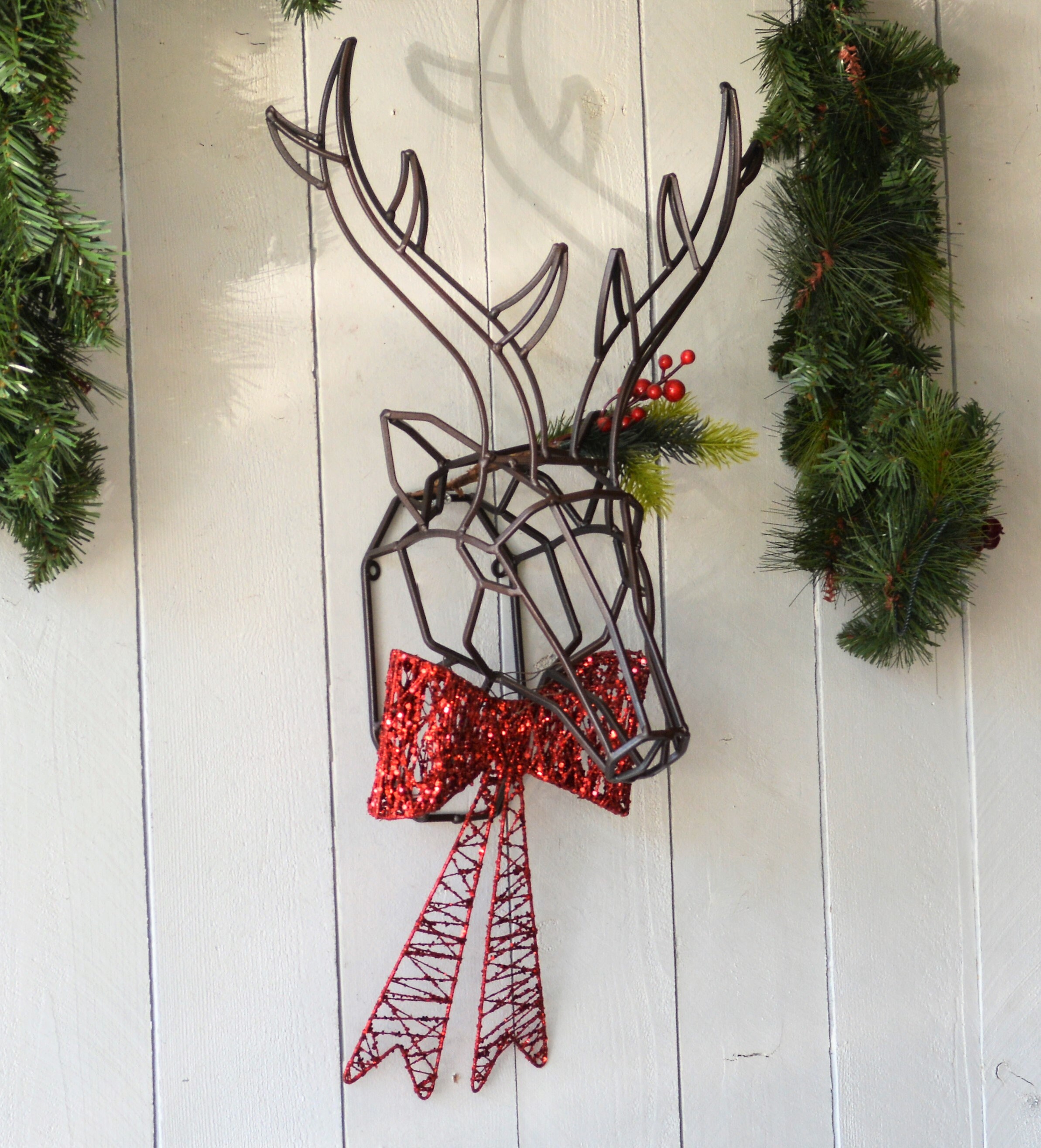 Black Geometric Deer Head Christmas Reindeer Wall Decor - Etsy