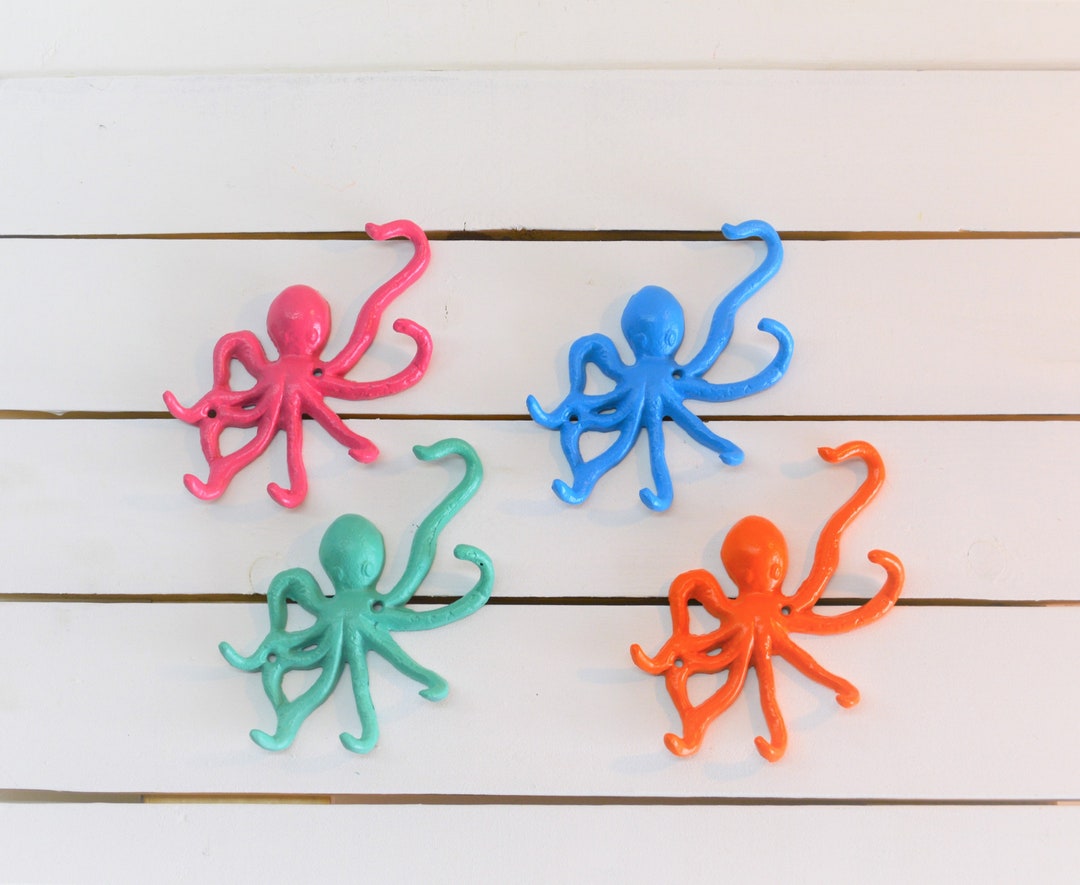 Iron Octopus Hook, Key Ring, Coastal Wall Art, Octopus Tentacle Key ...