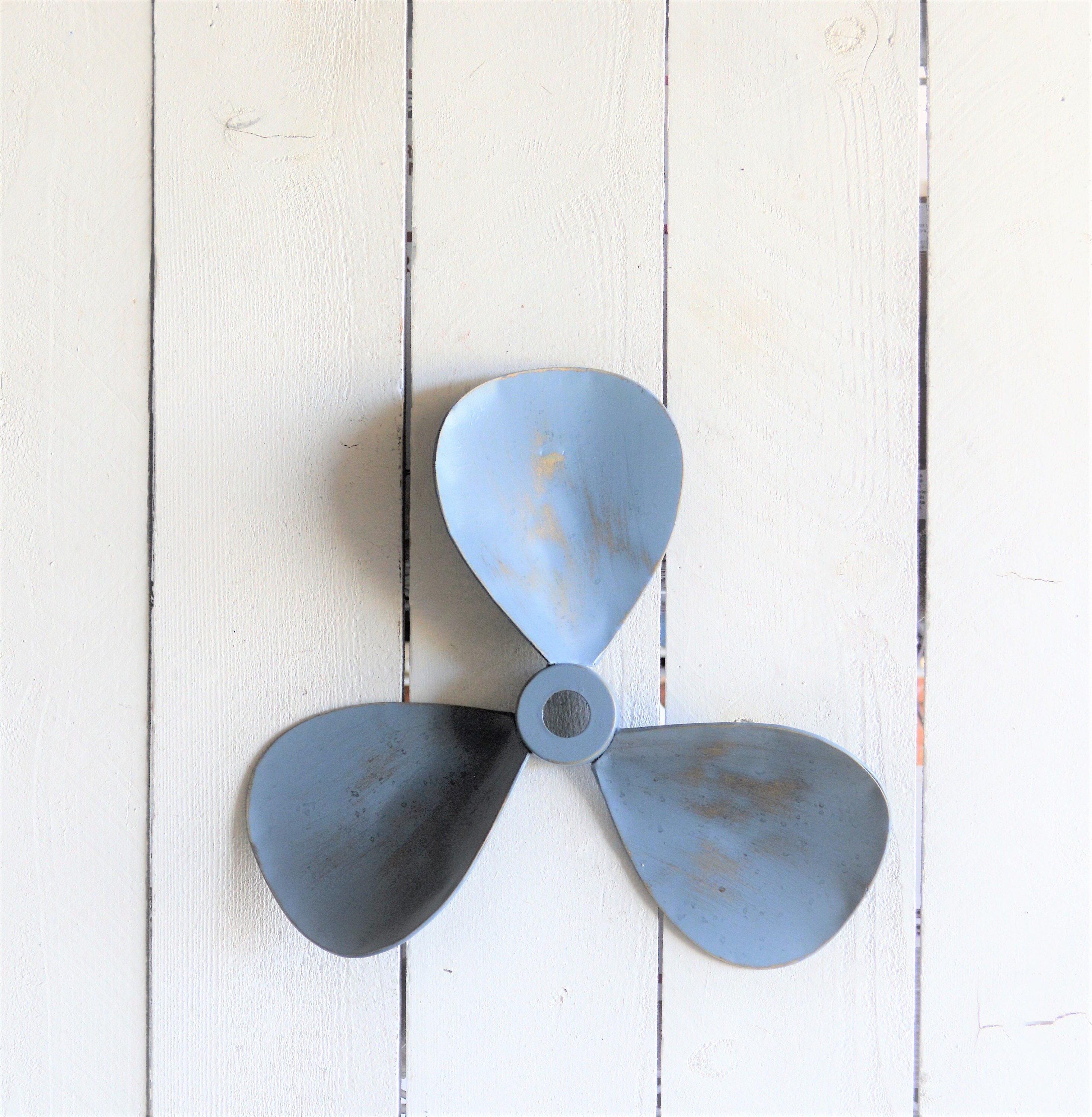 Silver Boat Propeller Wall Decor, Nautical Coastal Beach Art, Boating