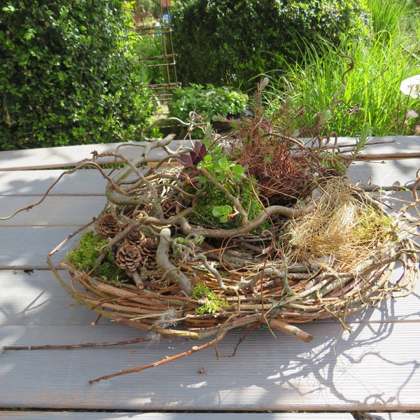 Gartenkranz Natur Kranz Garten Deko  Naturkranz Frühlingskranz Frühling Deko Tischkranz Hauswurz Kranz