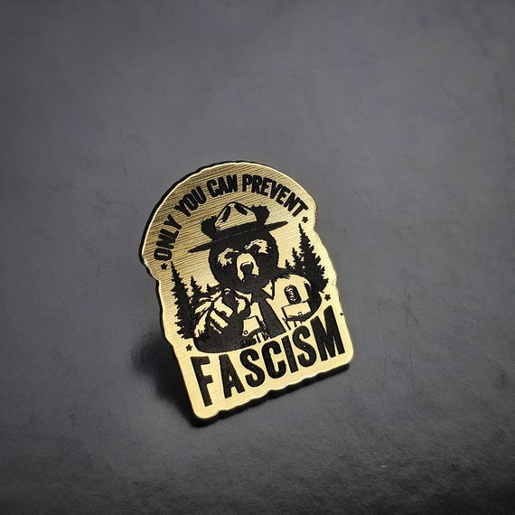 Only You Can Prevent Fascism Bear Gold Pin: Political Activism Accessory