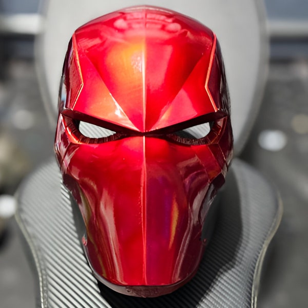 Casco Red Hood Maschera Ronin rossa INDOSSABILE a grandezza naturale / Decorazione del supporto per cuffie Red Hood