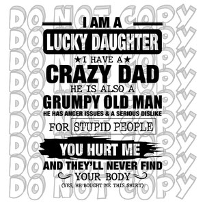 Soy una hija afortunada, tengo un papá loco, SVG, papá niña, niña de papá, niña de papá SVG, archivo cortado, descarga instantánea