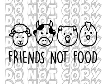 Friends Not Food SVG, Vegetarian SVG, Vegan Design, Don&#39;t Eat Meat SVG, Baby Boy Design, Instant Download, Cut File