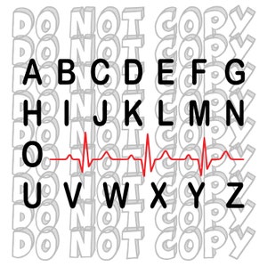 Alphabet Krankenschwester Herz SVG, ABCDEFGHIJKLMNO ... Pflege-Shirt Design Schnittdatei, Pflegeschüler PNG für Sublimation, nur digitale Datei