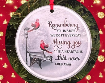 4" Aluminum Ornament, Cardinal Ornament, Memorial Ornament, Christmas Ornament, Personalized, Merry Christmas, FREE SHIPPING!