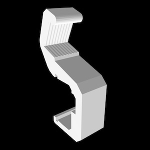 Puede incluir: Soporte de esquina de plástico blanco con un diseño acanalado. El soporte está diseñado para sujetar dos piezas de material juntas en un ángulo de 90 grados.