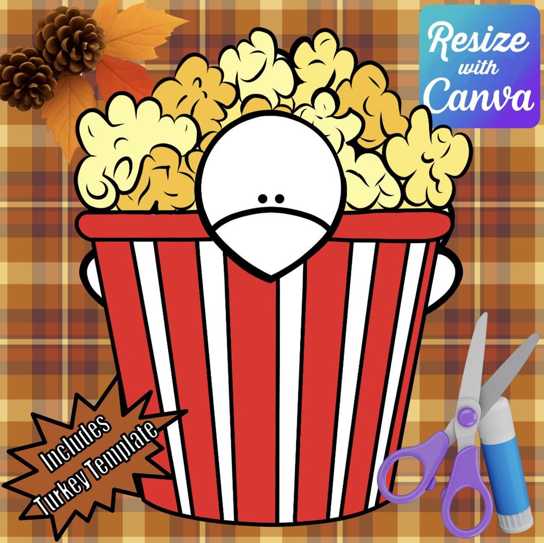 disguise a turkey-popcorn disguise-resizable! - etsy