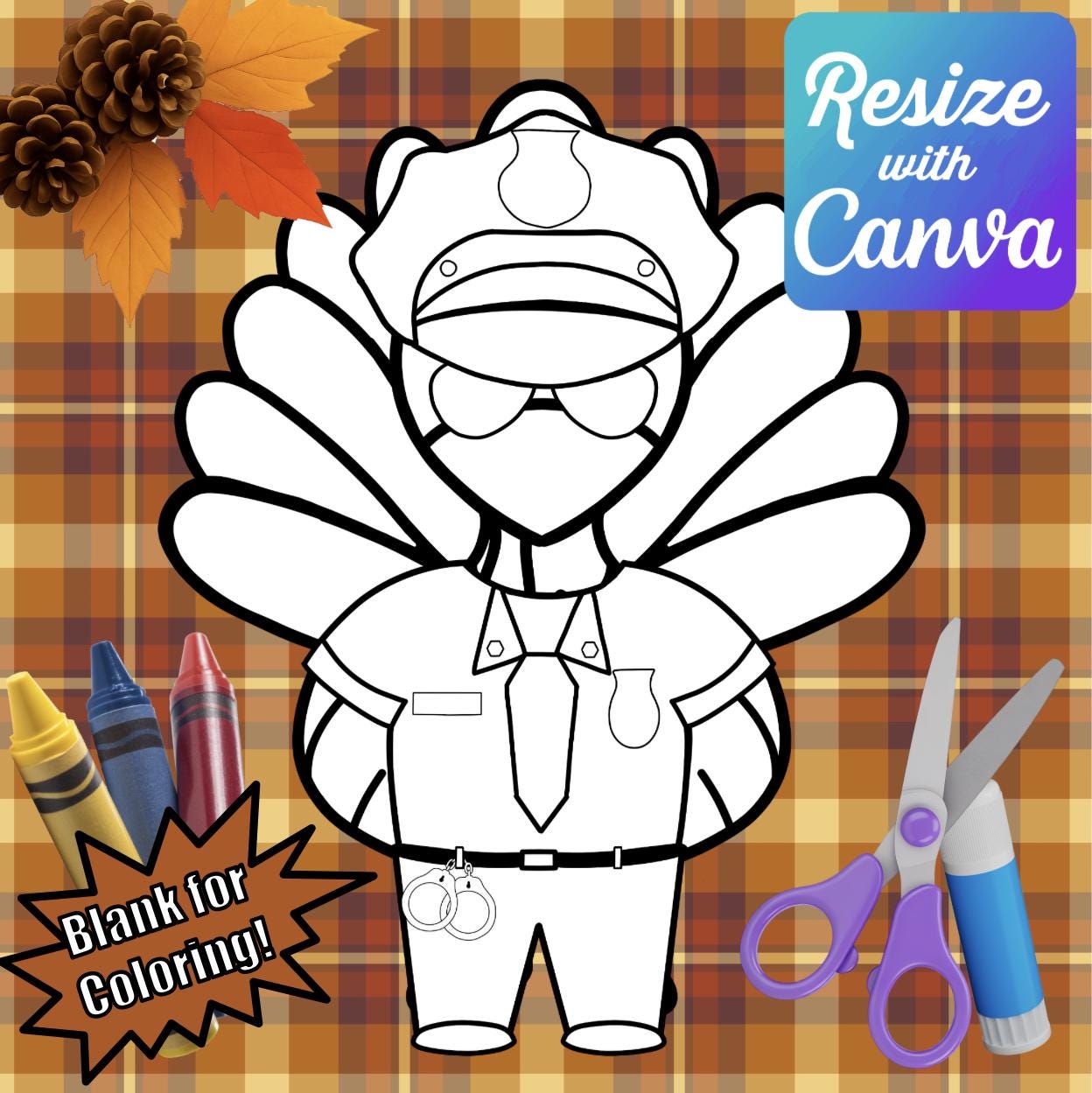 disguise a turkey- police blank template disguise-resizable! - etsy