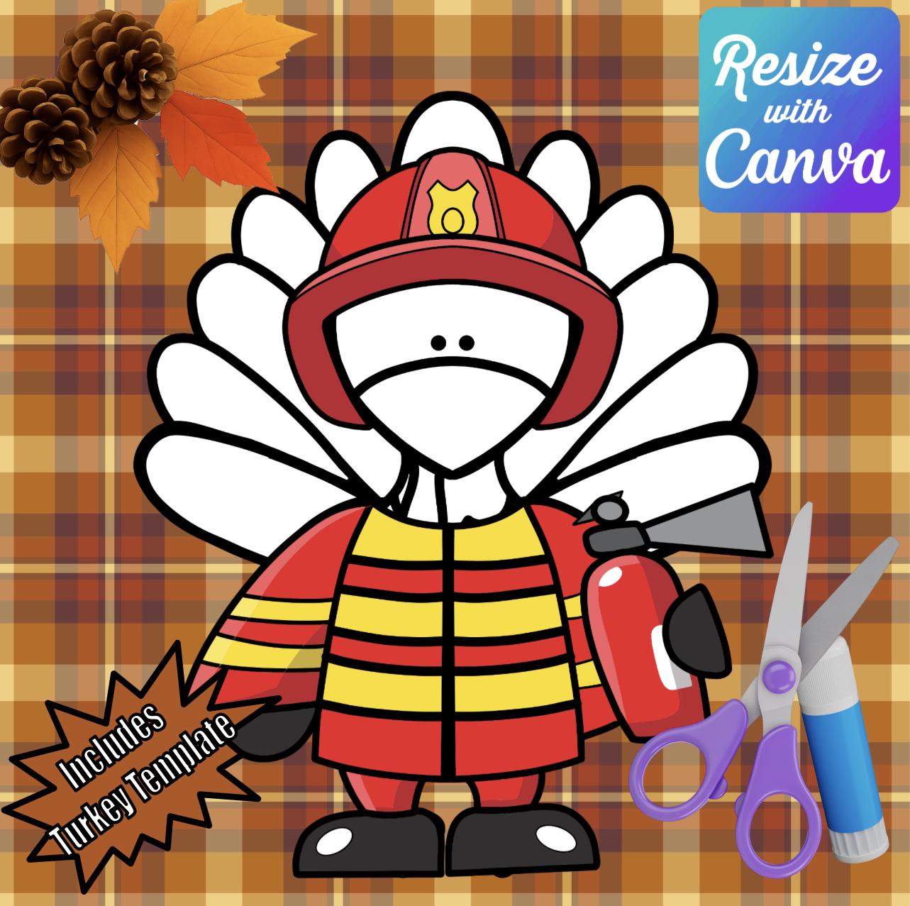 disguise a turkey-firefighter disguise-resizable! - etsy canada