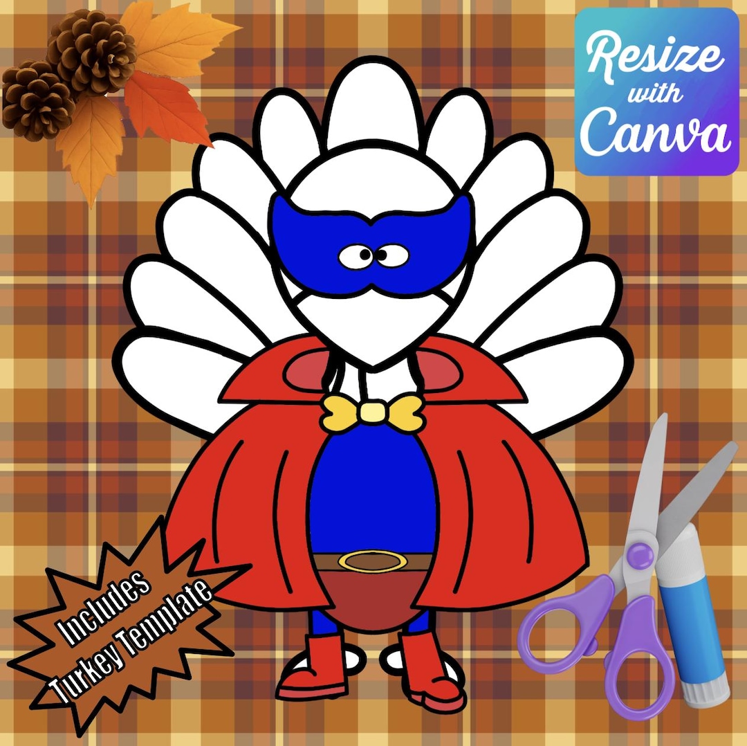 disguise a turkey-superhero disguise-resizable! - etsy