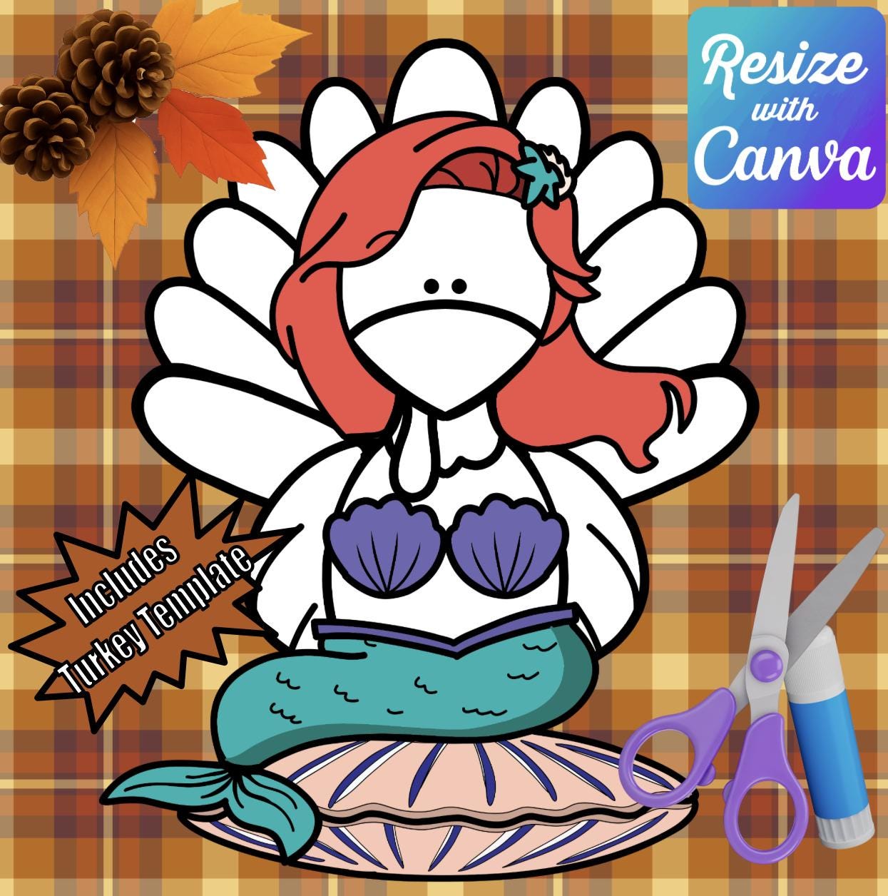 disguise a turkey- mermaid disguise-resizable! - etsy australia