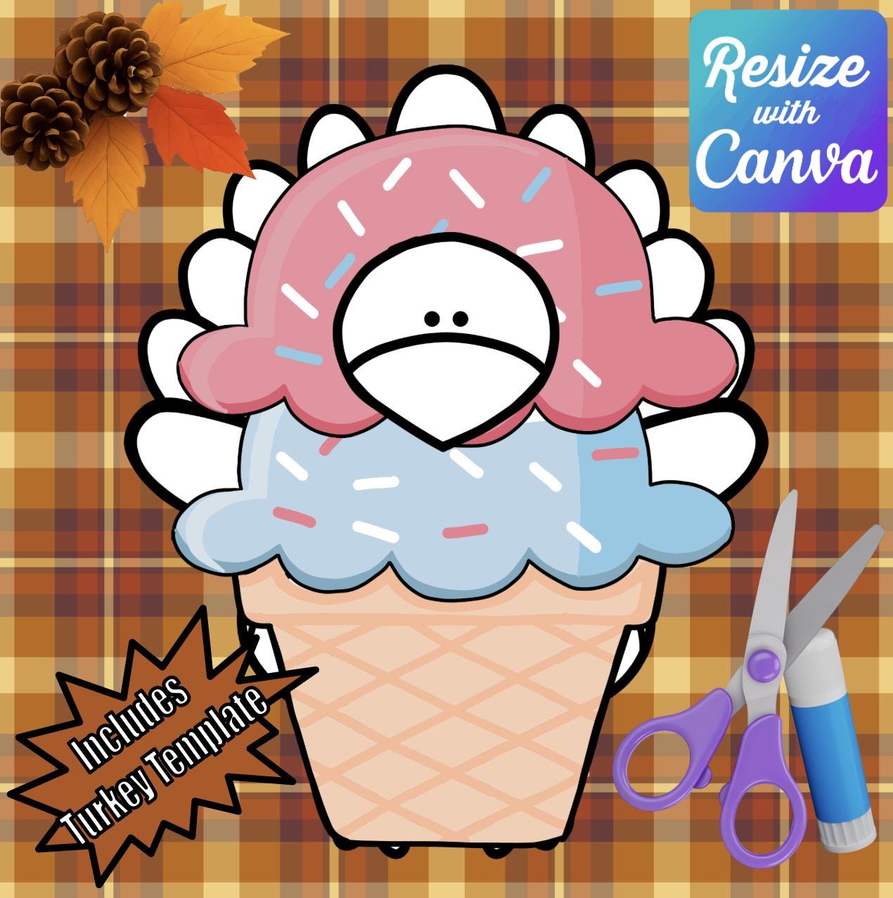 disguise a turkey- ice cream disguise-resizable! - etsy