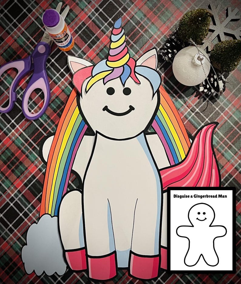 Disguise a Gingerbread Template Unicorn Disguise Etsy