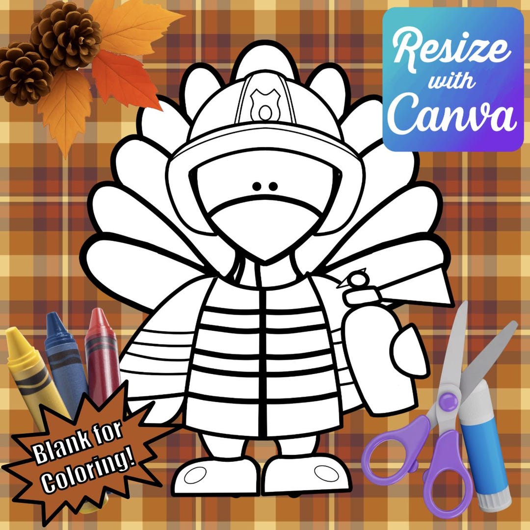 disguise a turkey- firefighter blank template disguise-resizable
