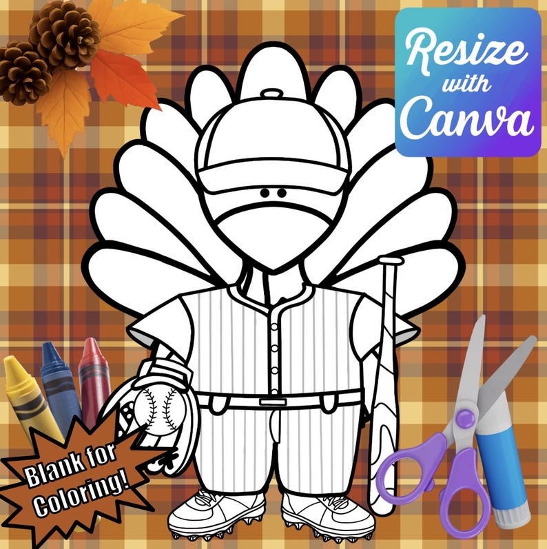 Disguise a Turkeybaseball Player Blank Template Disguiseresizable! Etsy
