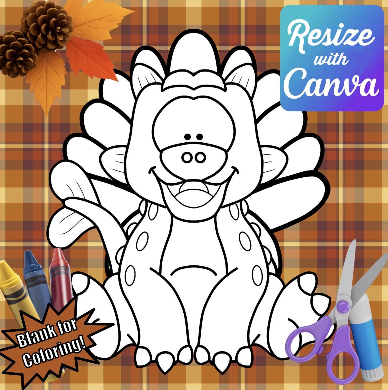 disguise a turkey-dinosaur blank template disguise-resizable! - etsy