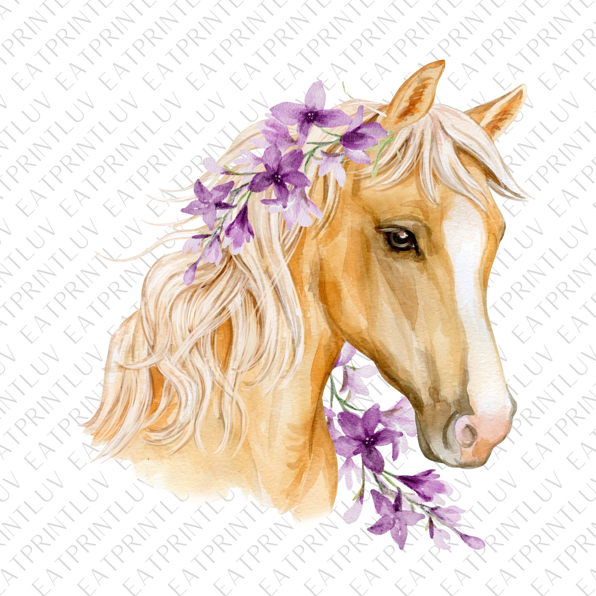 Horse With Flowers Png Sublimation Design Hand Drawn Horse Etsy