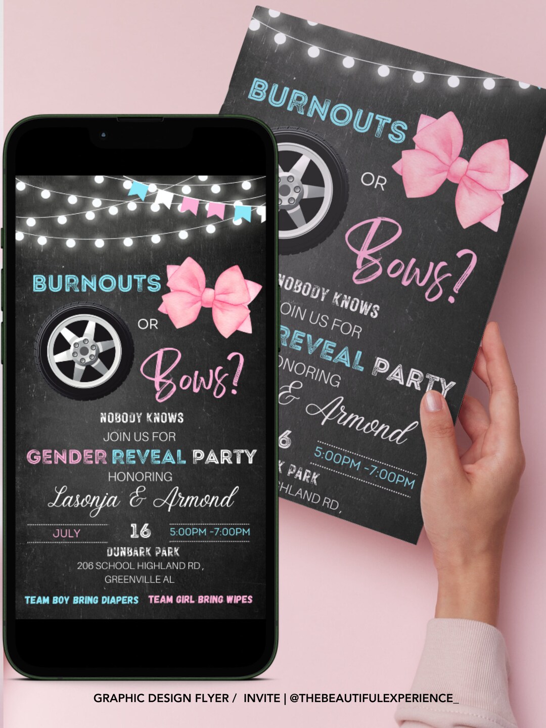 Bows or Burnouts Tires Bows Gender Reveal BABYSHOWER Car Etsy