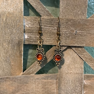 orange earrings - egyptian-style earrings - zodiac earrings leo