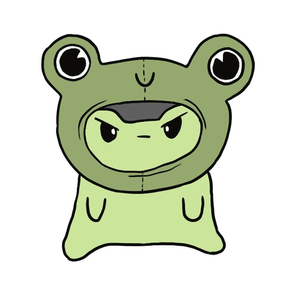 Happy/Sad/Angry Green Cartoon Frog with Hat