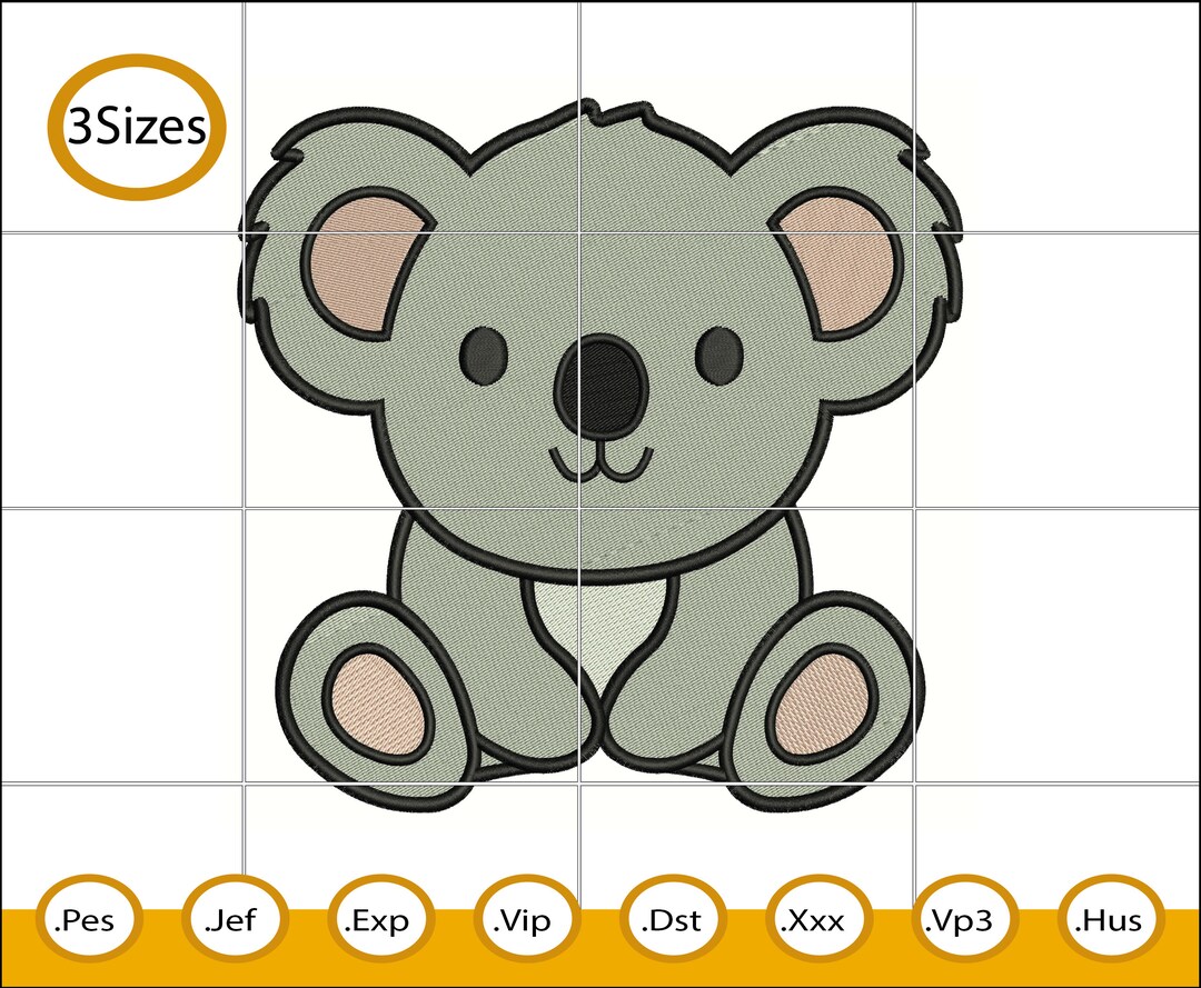 Cute Koala Embroidery Design Animal Embroidery Machine - Etsy