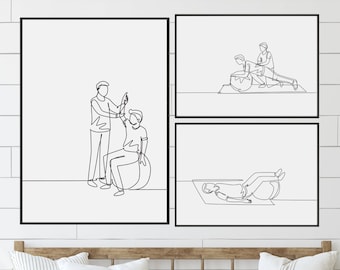 Physiotherapy Line Art Print Set, Physical Therapy Posters (Digital Download)