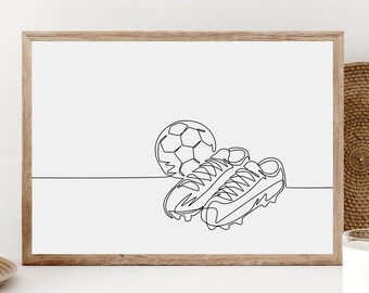Minimalist Football Art Print: Black and White Line Art (Digital Download)
