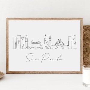 Minimalistische Sao Paulo Skyline Wall Art, afdrukbare Sao Paulo Poster, Brazilië Travel Print, Brazilië Home Decor, zwart-wit Brazilië City Print