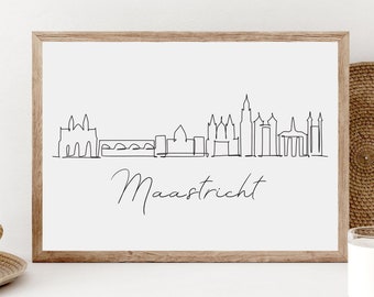 Maastricht Skyline Print, Afdrukbare Maastricht Poster, Nederland Stadskunstwerk, Nederland Reisprint, Maastricht Cadeau, Digitale Download