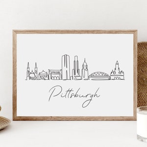 Pittsburgh Skyline Wall Art, Printable Pittsburgh City Poster, Pennsylvania City Hometown Wall Print, Pittsburgh Gifts, Digital Download
