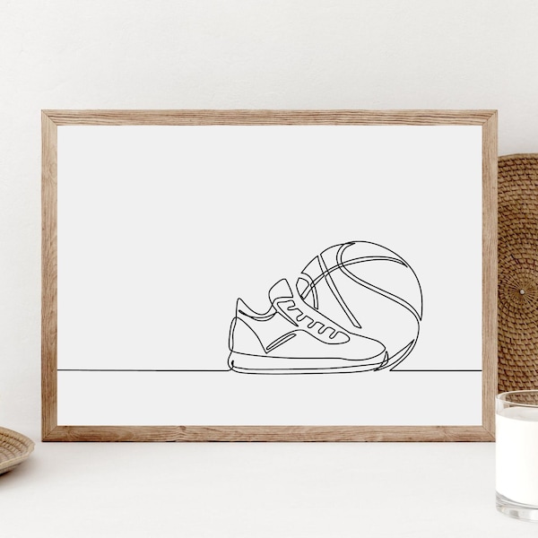 Basketball Poster, Printable Basketball Decor, Basketball Player Gift, Teen Boy Room Decor, NBA Fan Art Print, Basketball Digital Download