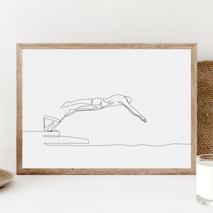 Swimmer Wall Print, Printable Swimmer Poster, Minimalist Swimming Wall Art, Swimmer Gift, Swimming Line Art, Water Sports Print, Digital Art