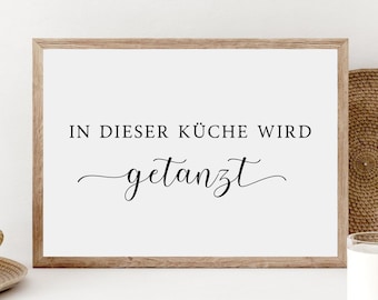 Funny German Kitchen Quote Print, Minimalist Home Decor (Digital Download)