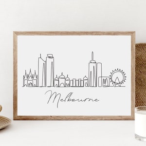 Melbourne Skyline Wall Print, Printable Melbourne Poster, Minimalist Australian City Wall Art, Australia Travel Print, Digital Download