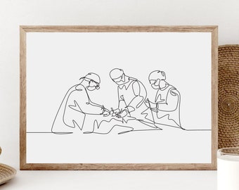 Surgery Team Line Art Print, Doctor Office Decor (Digital Download)