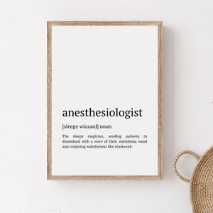 Anesthesiologist Gift, Anesthesiologist Definition Wall Print, Printable Medical Office Wall Art, Gifts For Anesthesiologists, Doctor Gift