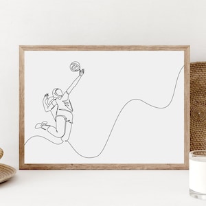 Volleyball Player Woman Wall Art, Volleyball Printable, Black And White Volleyball Poster, Woman Volleyball Player Room Art Digital Download